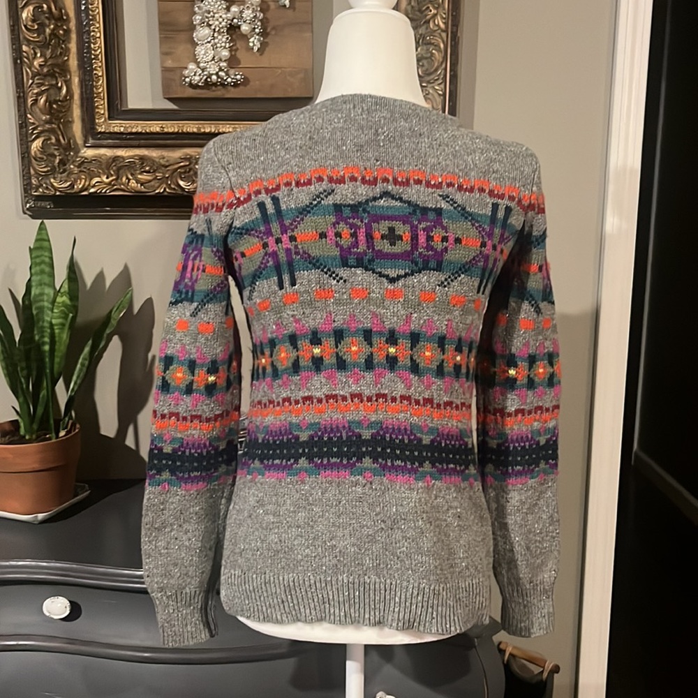 Vintage Chaps Fair Isle Cotton Blend Sweater Size Petite Small - Picture 7 of 10